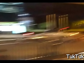 Asian whore gets mouth and cunt team-fucked and creampied